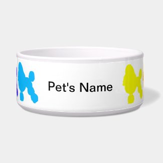 Personalized Rainbow Poodle Bowl Dog Food Bowl