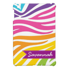 Personalized Rainbow Zebra Print iPad Mini Case