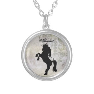 Personalized Rearing Horse Silhouette Necklace