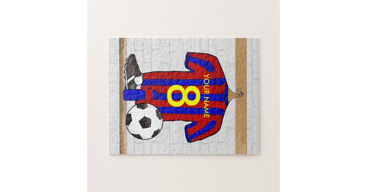 Personalized Red And Blue Football Soccer Jersey Jigsaw Puzzle Zazzle