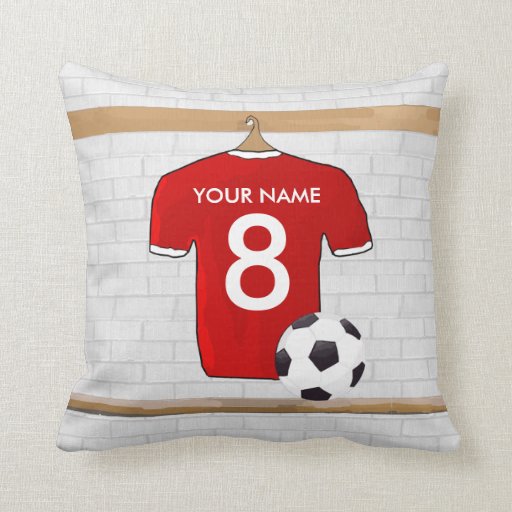 Personalized Red and White Football Soccer Jersey Throw ...