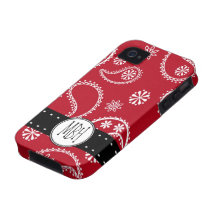 Personalized Red and White Paisley Pattern Country Vibe iPhone 4 Case