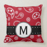 Personalized Red and White Paisley Pattern Country Pillows