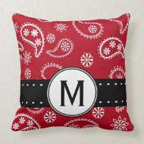 Personalized Red and White Paisley Pattern Country Pillows