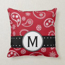 Personalized Red and White Paisley Pattern Country Pillows