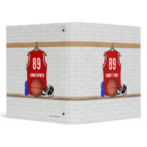 Personalized Red Basketball Jersey Binders