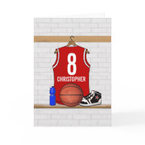 Personalized Red Basketball Jersey Cards