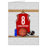 Personalized Red Basketball Jersey Cards