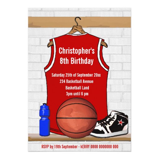 Personalized Red Basketball Jersey Custom Invites
