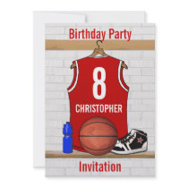 Personalized Red Basketball Jersey Custom Invites