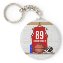 Personalized Red Basketball Jersey keychains