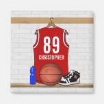 Personalized Red Basketball Jersey Magnets
