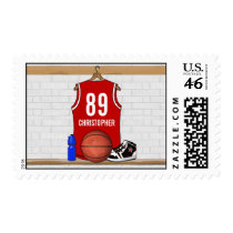 Personalized Red Basketball Jersey Stamps