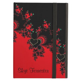 Personalized Red Black Heart Fractal iPad Case