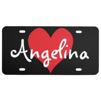 Personalized Red Cute Heart Shape License Plate