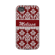 Personalized Red Damask iPhone 4 Casemate Case casematecase