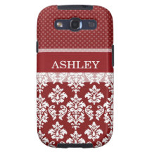 Personalized Red Damask Polka Dot Samsung Casemate Galaxy SIII Cover