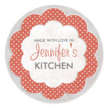 Personalized Red Floral Dot Canning Stickers
