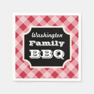 Personalized Red Gingham Napkins Paper Napkin