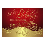 Personalized Red & Gold 50th Birthday Invitations invitations