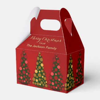 Personalized Red & Gold Christmas Tree Favor Box