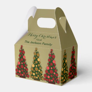 Personalized Red & Gold Christmas Tree Favor Box 2