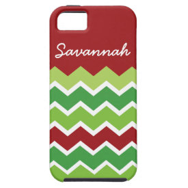 Personalized Red Green Chevron Zigzag Pattern Cover For iPhone 5/5S