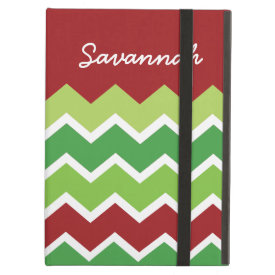 Personalized Red Green Chevron Zigzag Pattern iPad Cover