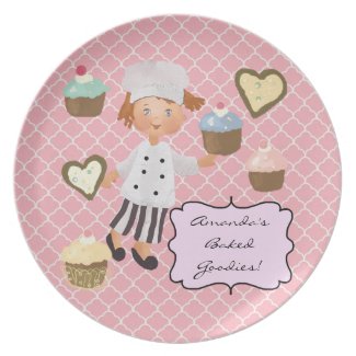Personalized Red Hair Baker Chef Plate
