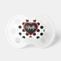Personalized: Red Heart  Polka-dot Pacifier