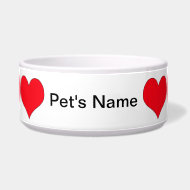 Personalized Red Hearts Dog or Cat Bowl petbowl