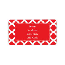 Personalized Red Quatrefoil Pattern Personalized Address Label