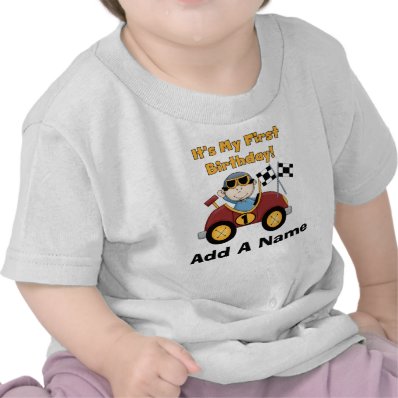 Personalized Red Race Car 1st Birthday Tshirt
