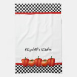Personalized Red Tomatoes and Peppers Italian Style Kitchen Towel