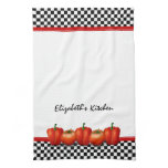 Personalized Red Tomatoes Pepper Italian Style Kitchen Towels