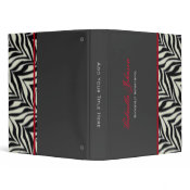 Personalized: Red Trimmed Zebra Binder