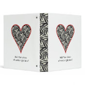 Personalized Red Trimmed Zebra Heart Binder