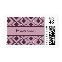 Personalized Retro Lily and Black Rose Diamonds Stamps