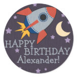 Personalized Rocket Kids Birthday Stickers stickers