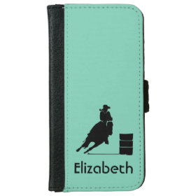 Personalized Rodeo Theme Cowgirl Barrel Racer iPhone 6 Wallet Case