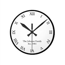 Personalized Roman Numeral wall clocks