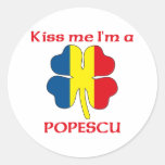 Personalized Romanian Kiss Me I'm Popescu Round Sticker