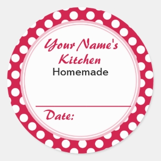 Personalized Round Baking Cooking Labels Red Dots