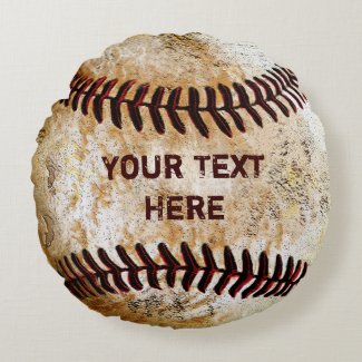 Personalized Round Vintage Baseball Throw Pillows Round Pillow