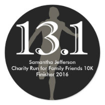 Personalized Runner 13.1 Half Marathon Keepsake Round Sticker