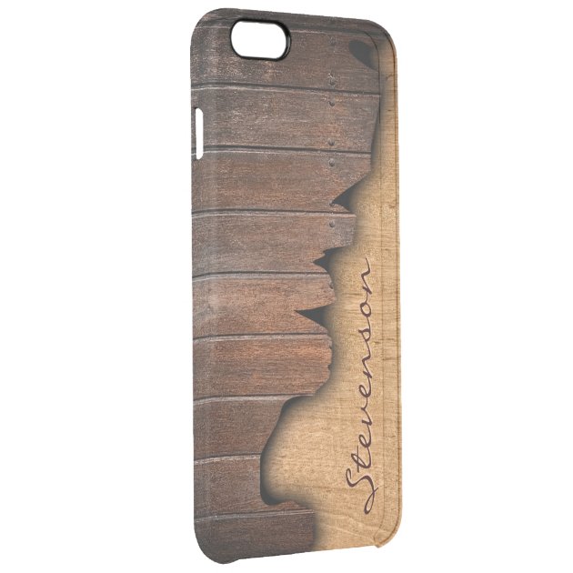 Personalized Rustic Wood Splintered Wood Look Uncommon Clearlyâ„¢ Deflector iPhone 6 Plus Case-3