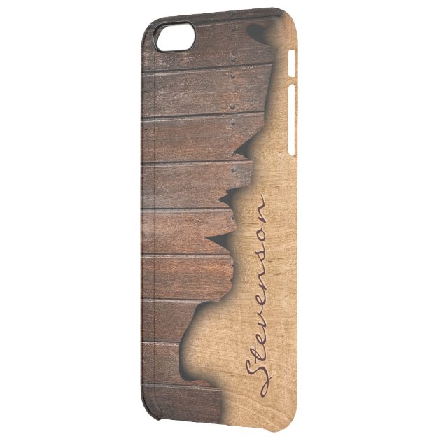 Personalized Rustic Wood Splintered Wood Look Uncommon Clearlyâ„¢ Deflector iPhone 6 Plus Case-2