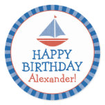 Personalized Sailboat Kids Birthday Sticker v2