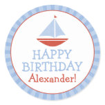 Personalized Sailboat Kids Birthday Stickers