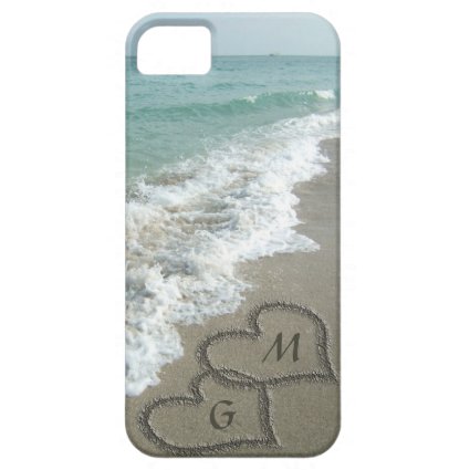 Personalized Sand Hearts on the Beach iPhone 5 Case